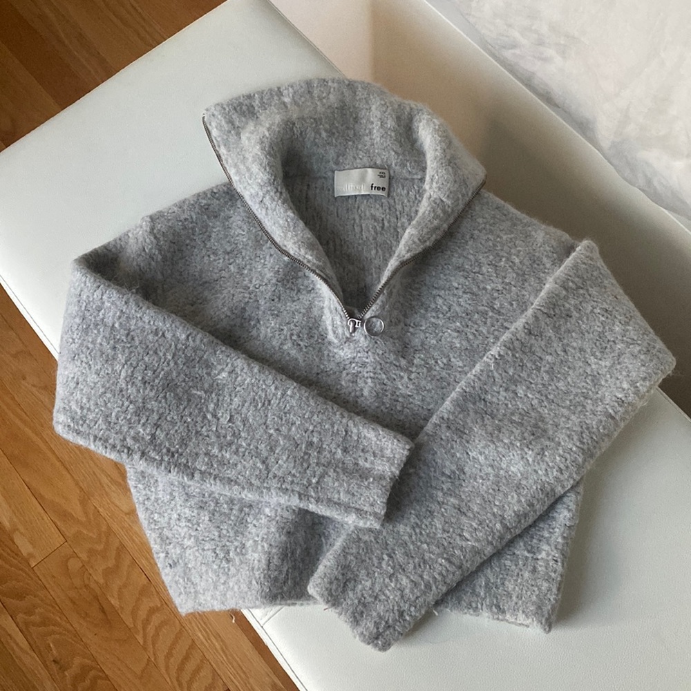 Aritzia Wilfred Free Gwyneth Half Zip Sweater Heather Grey